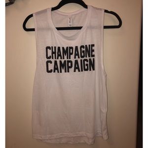 “Champagne Campaign” White Sheer Muscle Tee